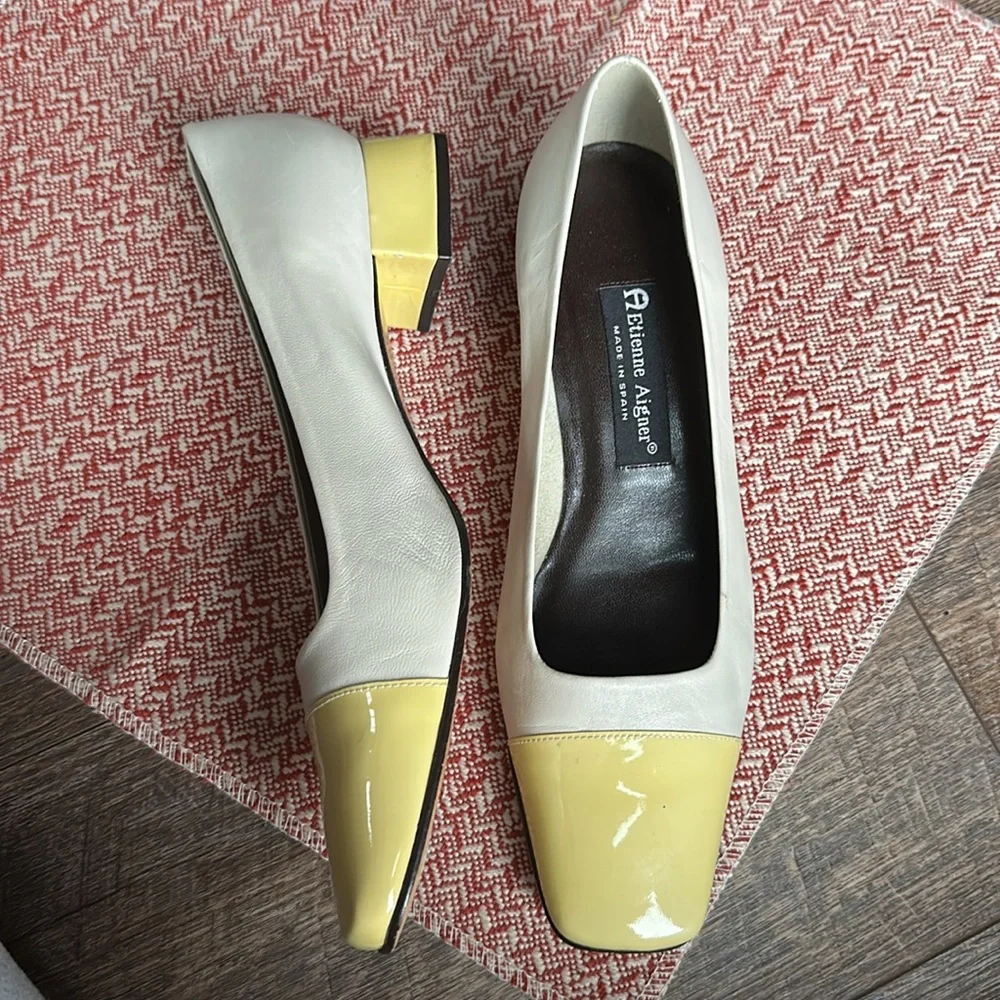 Etienne Aigner Women's Cream and Yellow Pumps - Picture 11 of 15
